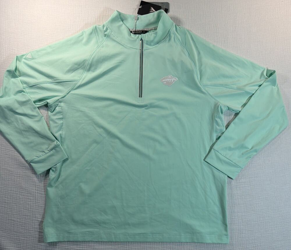 Minnesota Wild Levelwear NHL Hockey Theory Mint Green 1/4 Zip Sz XL